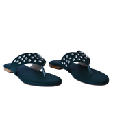 DARK OLIVE COLOUR STUDDED OPEN-TOE SLIPPER WITH PREMIUM QUALITY