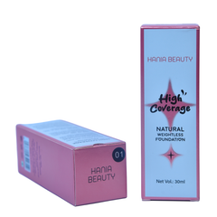 HANIA BEAUTY HIGH COVERAGE NATURAL WEIGHTLESS FOUNDATION (30 ml) PREMIUM QUALITY