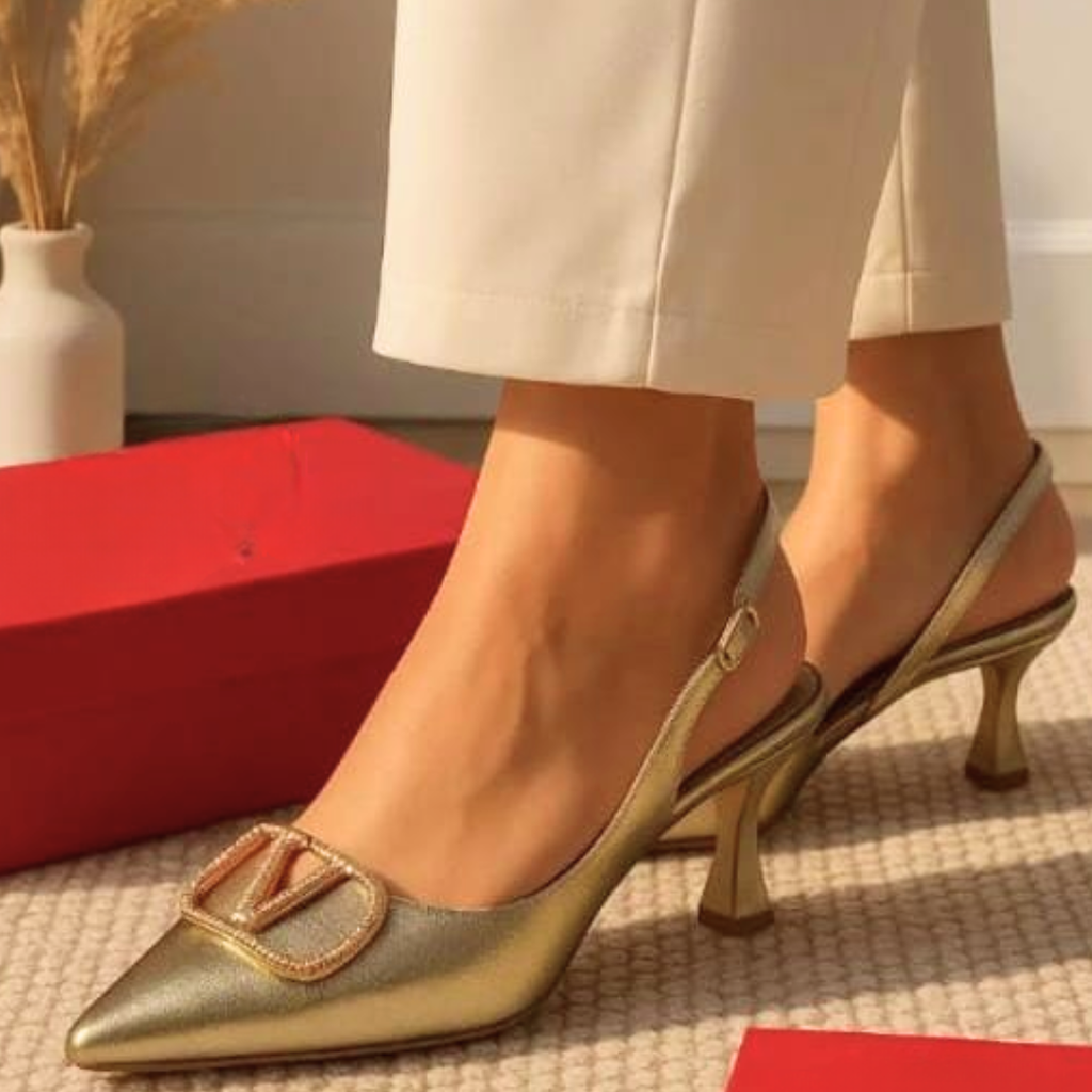 Silver Metallic High-Heeled Shoes with premium quality