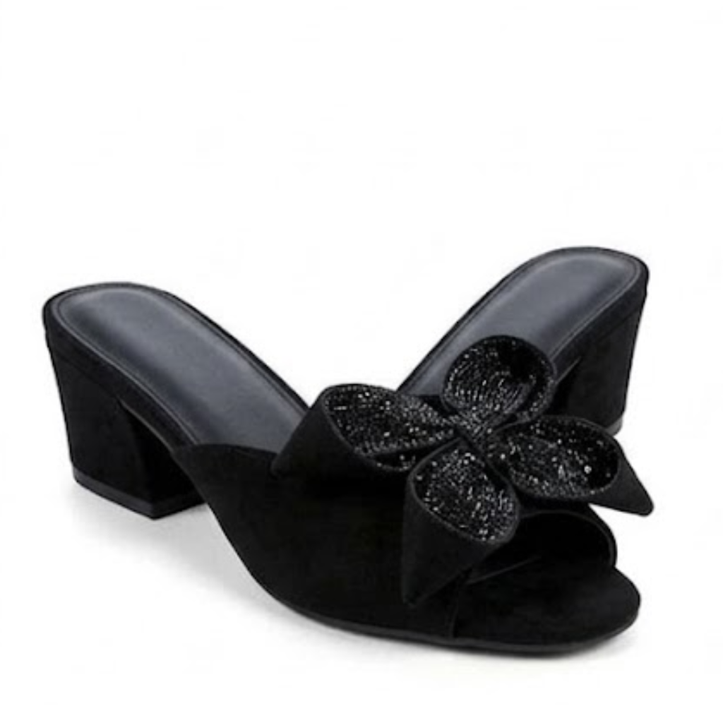 Fancy boww block heel