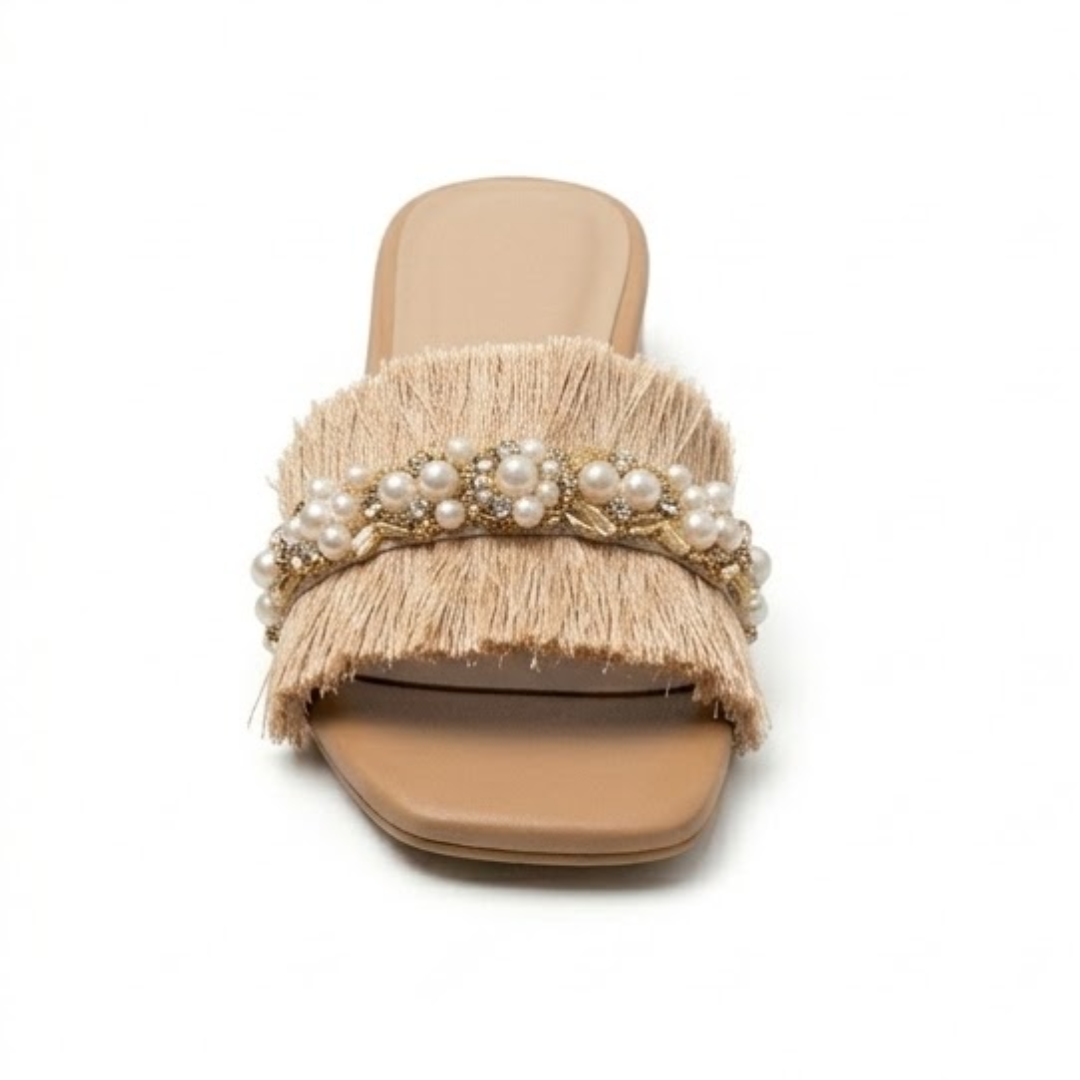 Embellished Fringe Block Heel – Mint Green