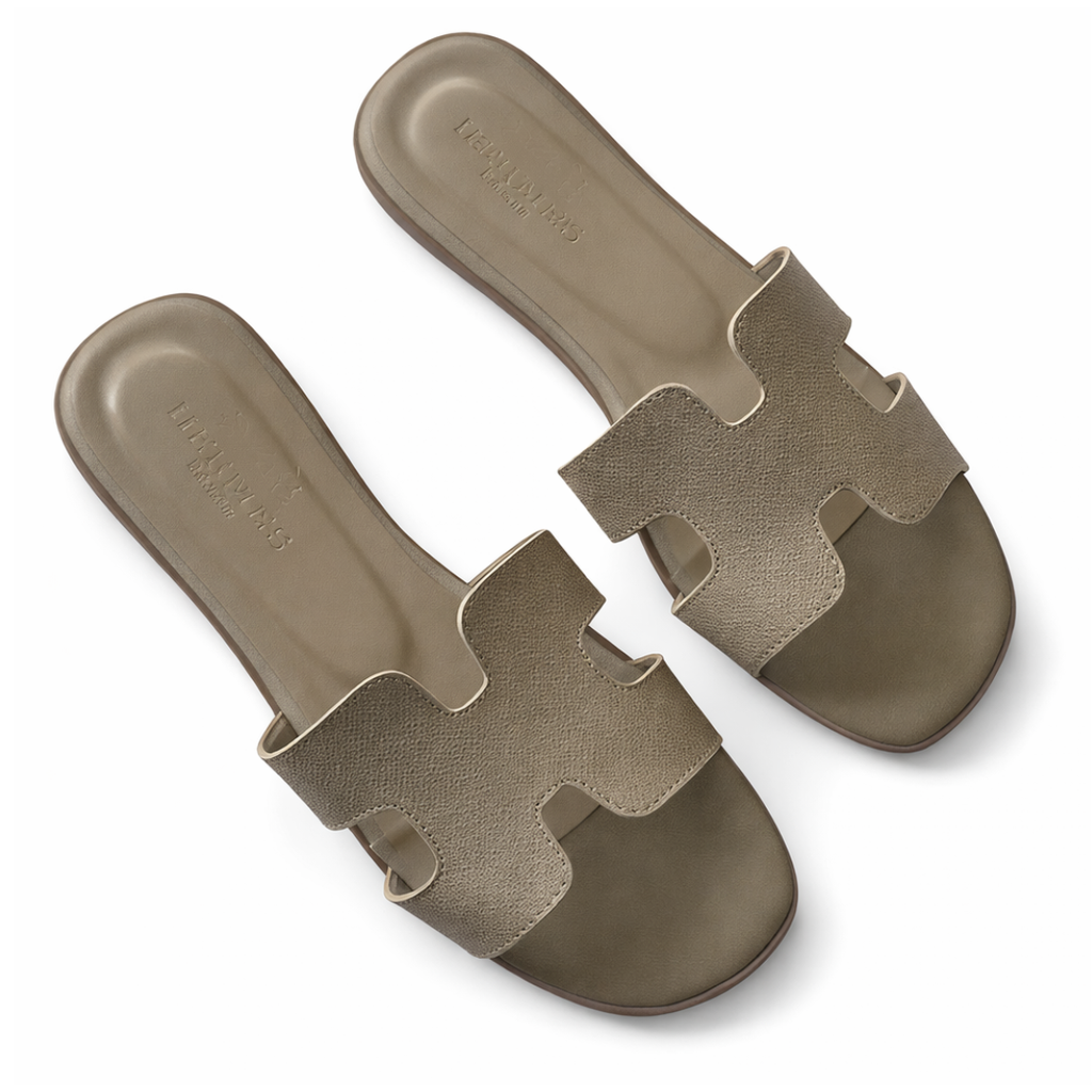 Hermès-Inspired H-Strap Flat Slip-On Sandals