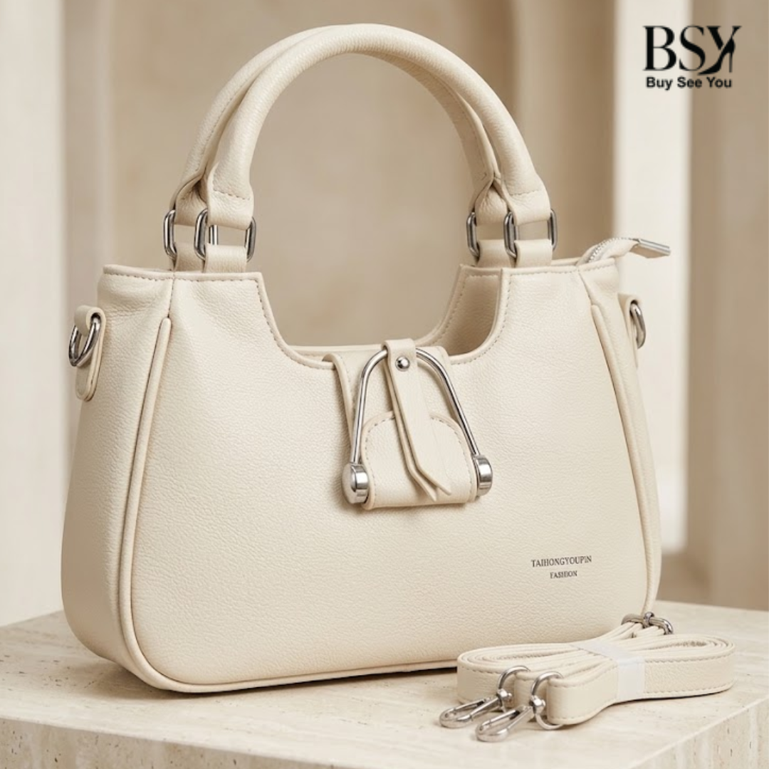 Imported Half-White/Chocolate brown Classic Shoulder BagSimple, Elegant
