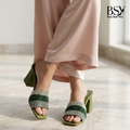 Embellished Block Heel Slip-On Sandals