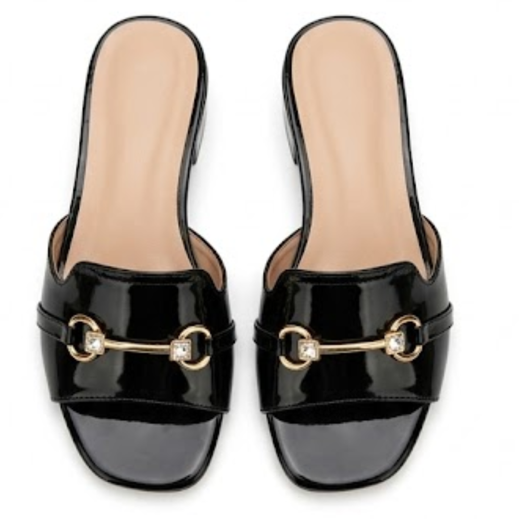 Midnight Luxe Block Heel Slides