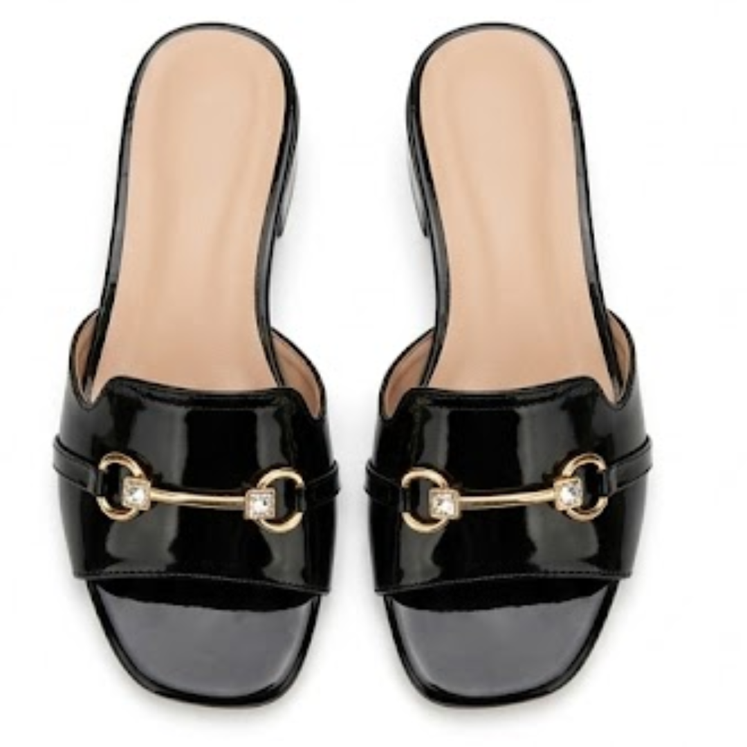 Midnight Luxe Block Heel Slides