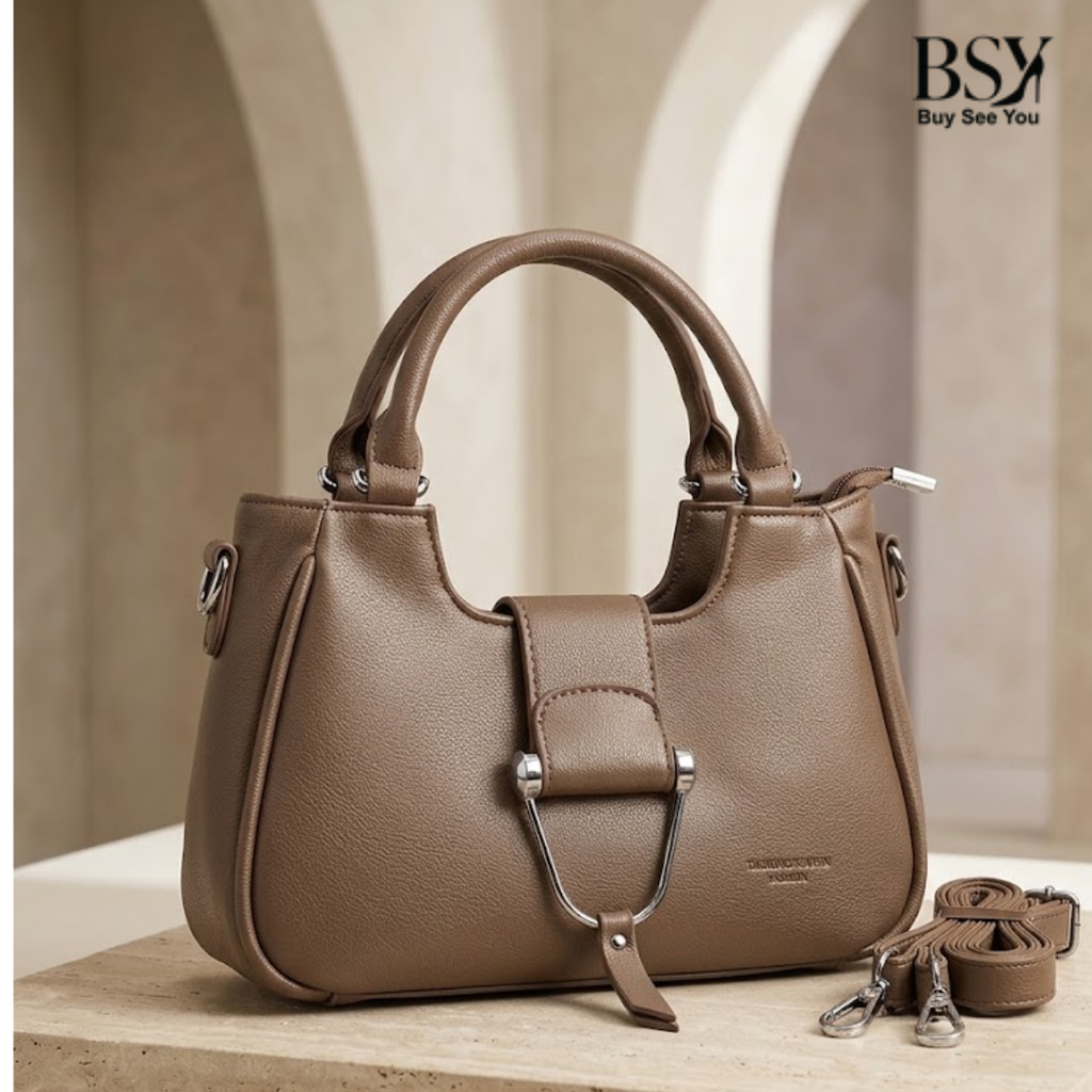 Imported Half-White/Chocolate brown Classic Shoulder BagSimple, Elegant