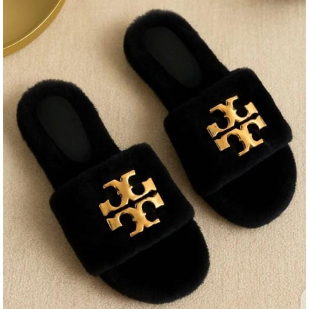 Designer Logo Quilted Slide Slippers