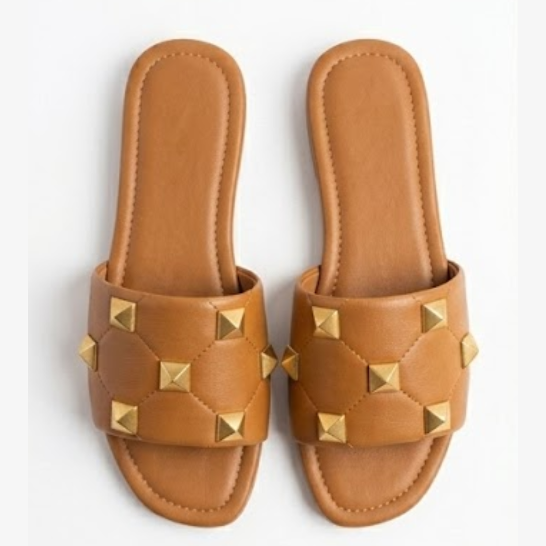 Women's Studded Flat Slide Sandals