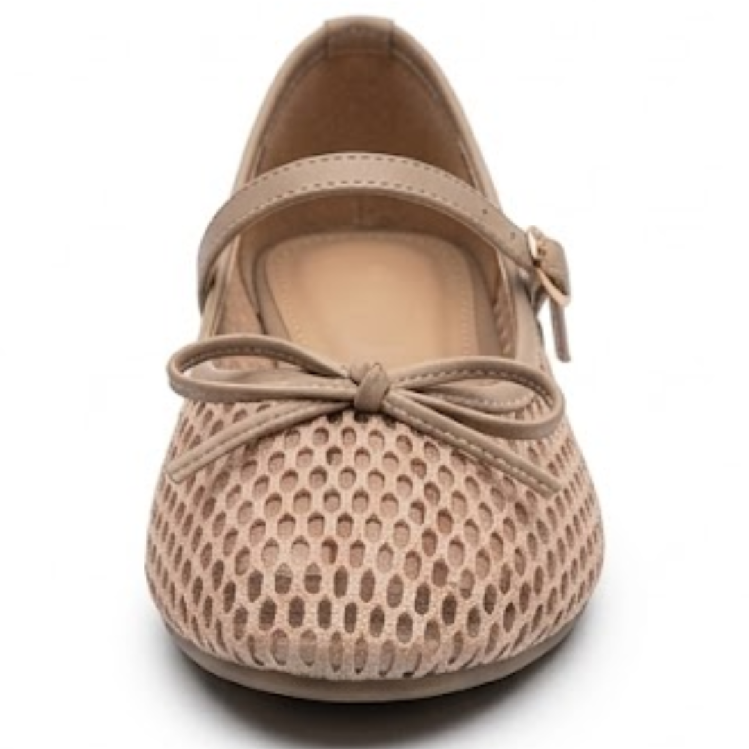 Elegant beige women’s flat pumps with premium quality