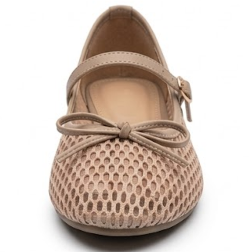 Elegant beige women’s flat pumps with premium quality