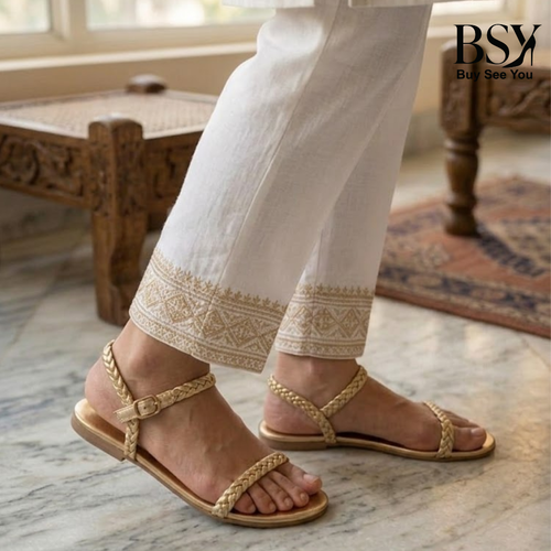 Braided Flat Ankle Strap Sandals