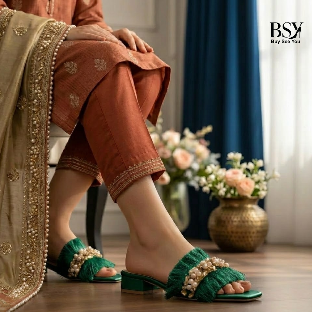 Open-toe slip-on mules with a low block heel