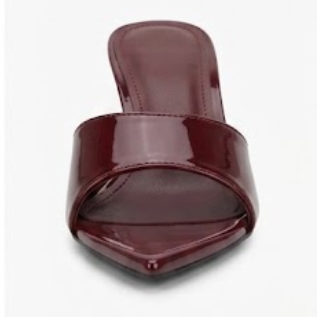 Glossy Maroon Slip-On Heeled Mules – BSYStyle: