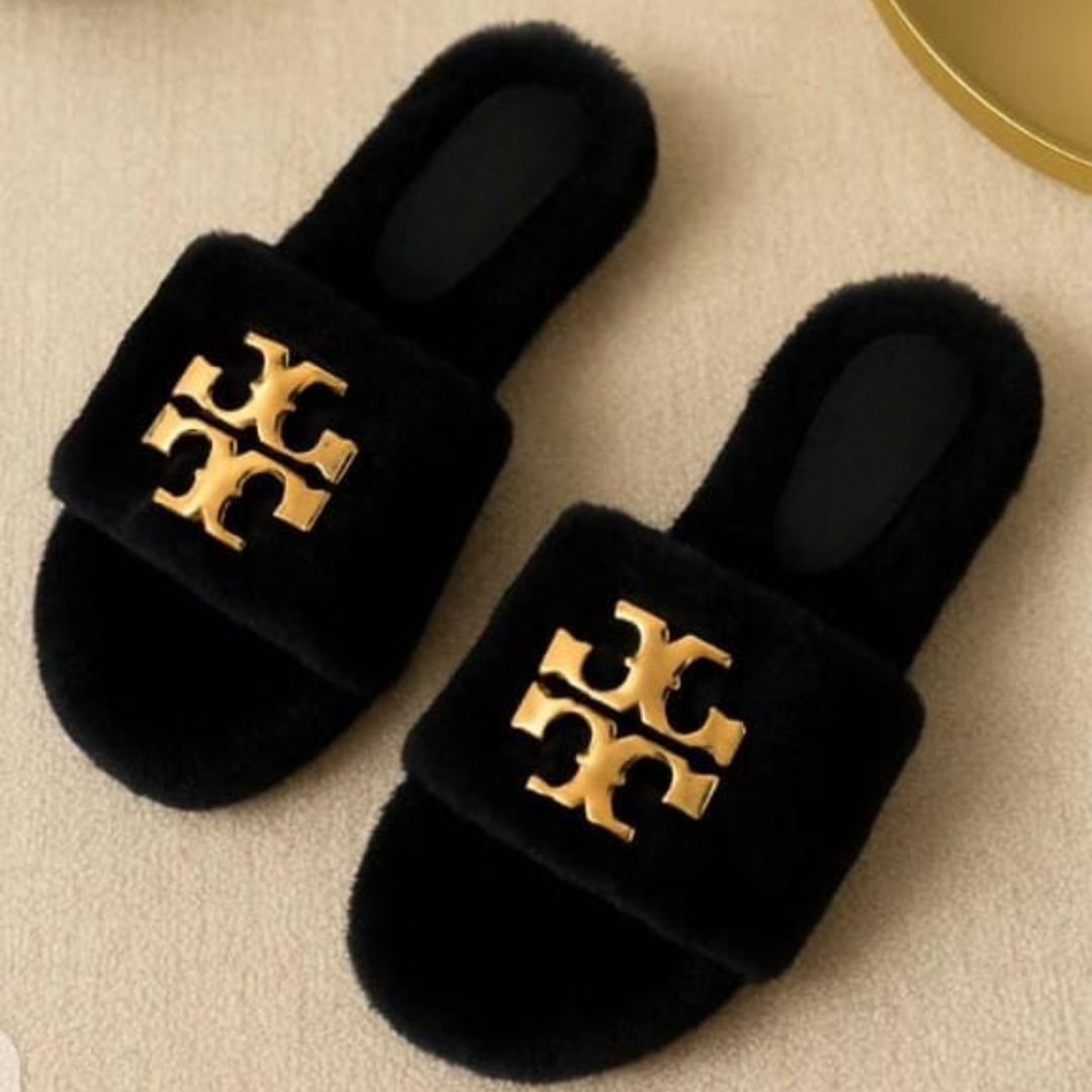 Designer Logo Quilted Slide Slippers