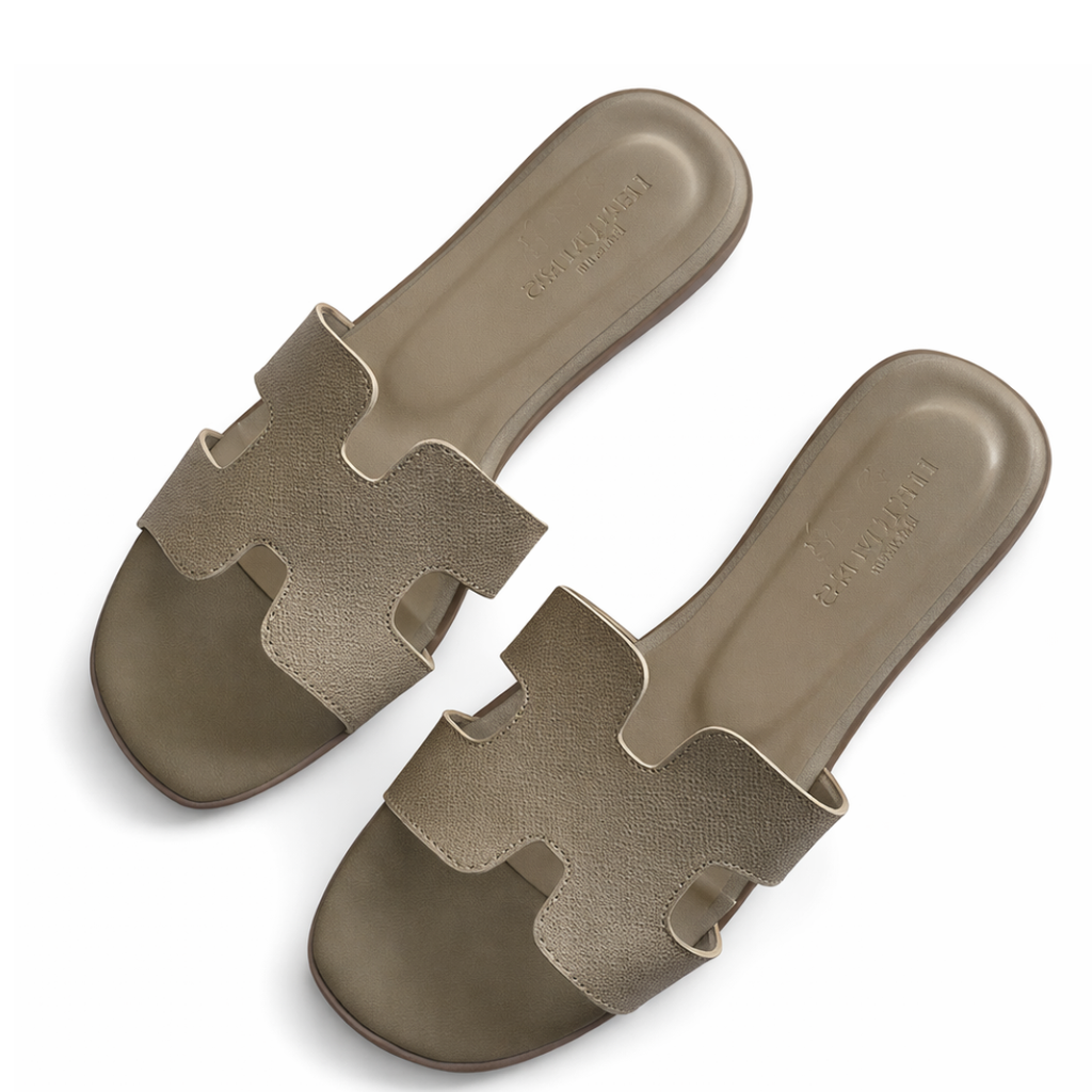 Hermès-Inspired H-Strap Flat Slip-On Sandals