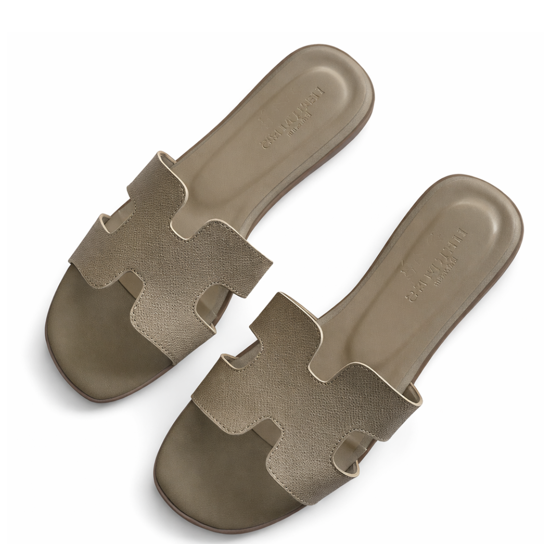 Hermès-Inspired H-Strap Flat Slip-On Sandals