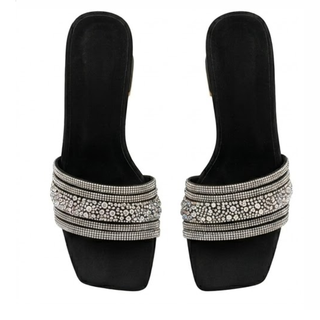 Black wedge block heel  sandals with premium quality