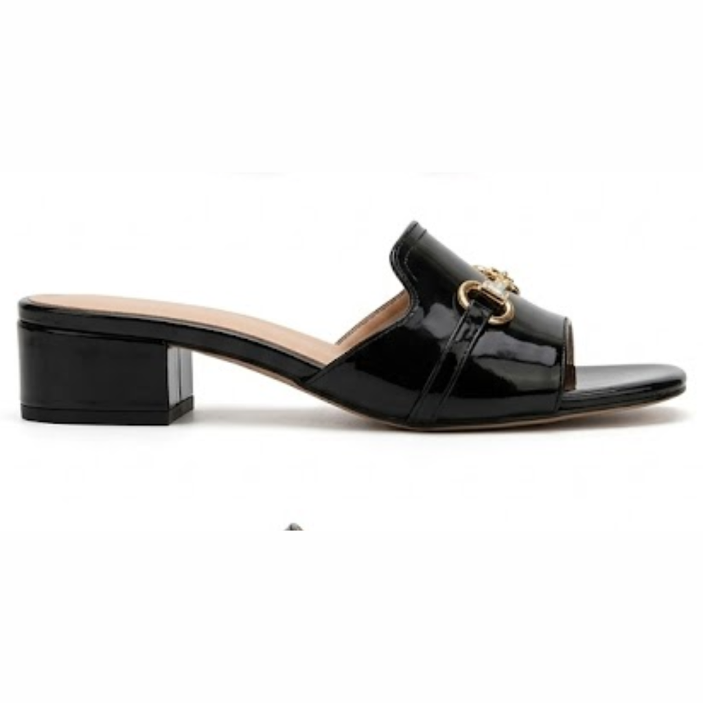 Midnight Luxe Block Heel Slides