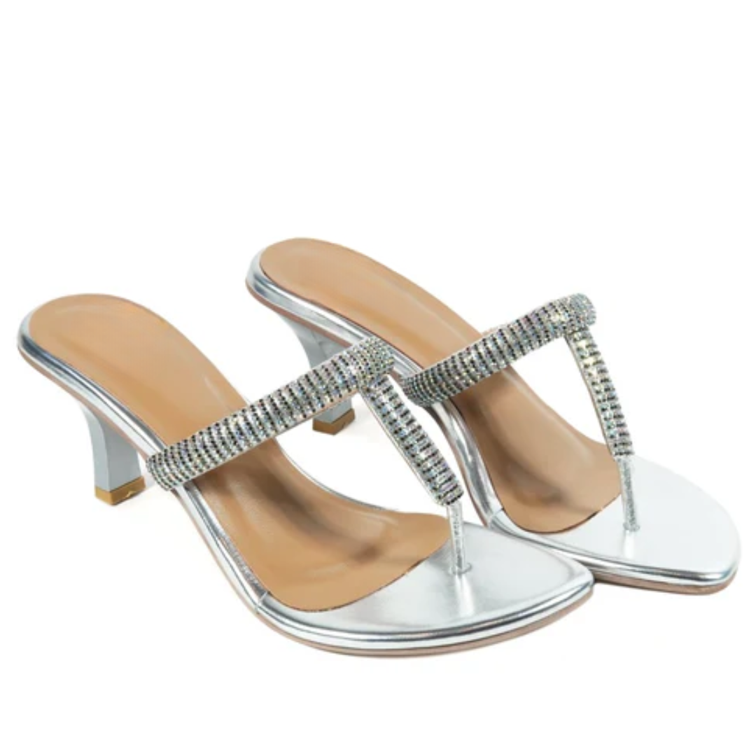 Silver high heeled sandal with premium quality