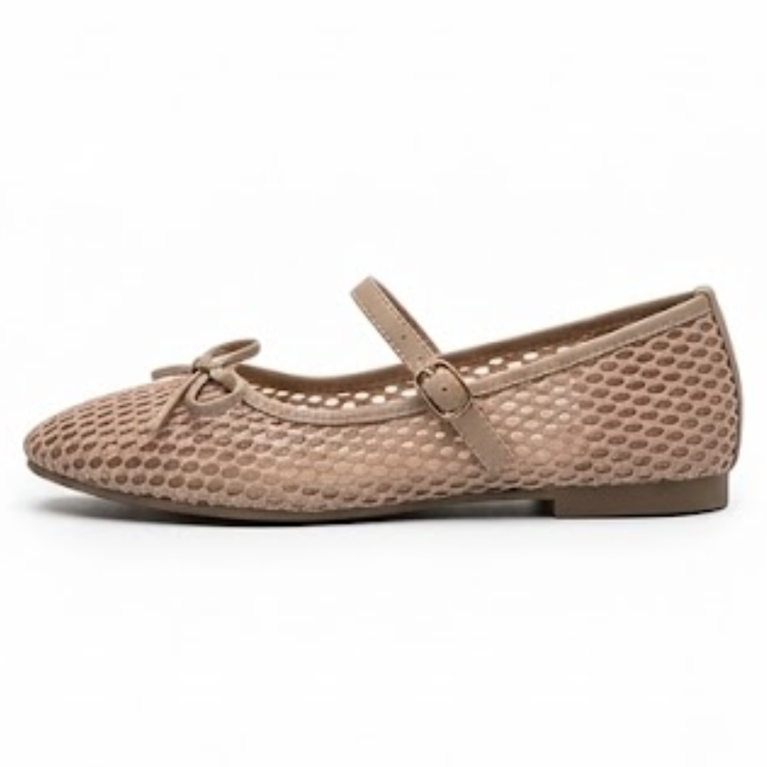 Elegant beige women’s flat pumps with premium quality