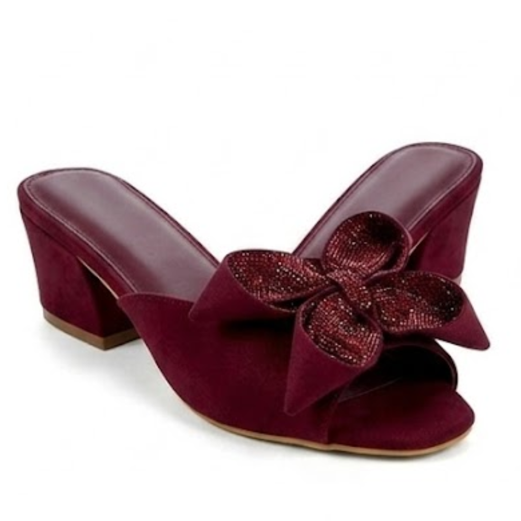 Fancy boww block heel