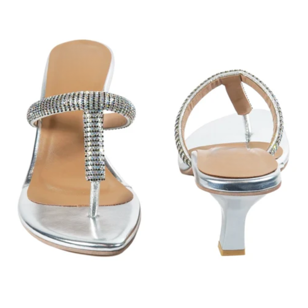 Silver high heeled sandal with premium quality