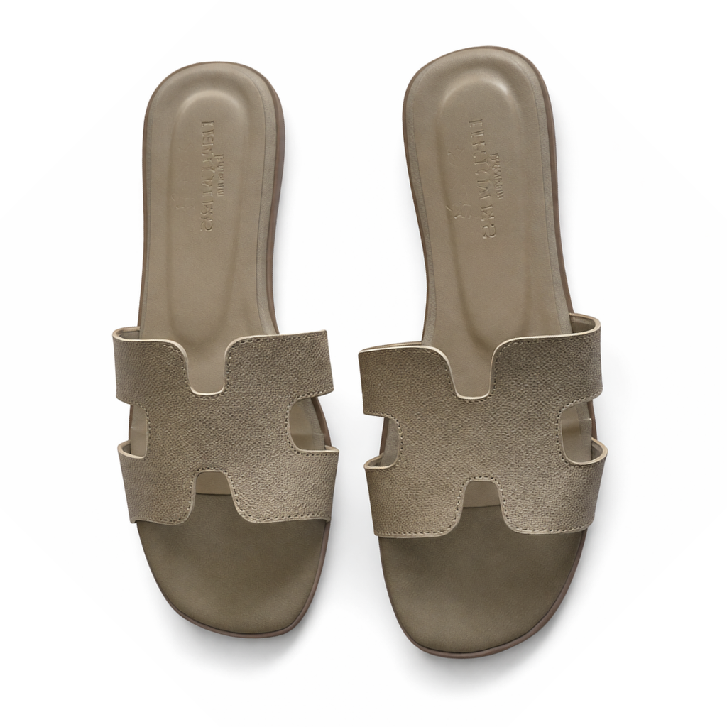 Hermès-Inspired H-Strap Flat Slip-On Sandals