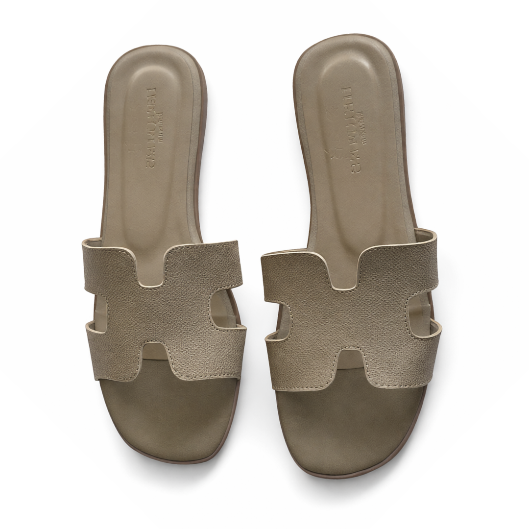 Hermès-Inspired H-Strap Flat Slip-On Sandals