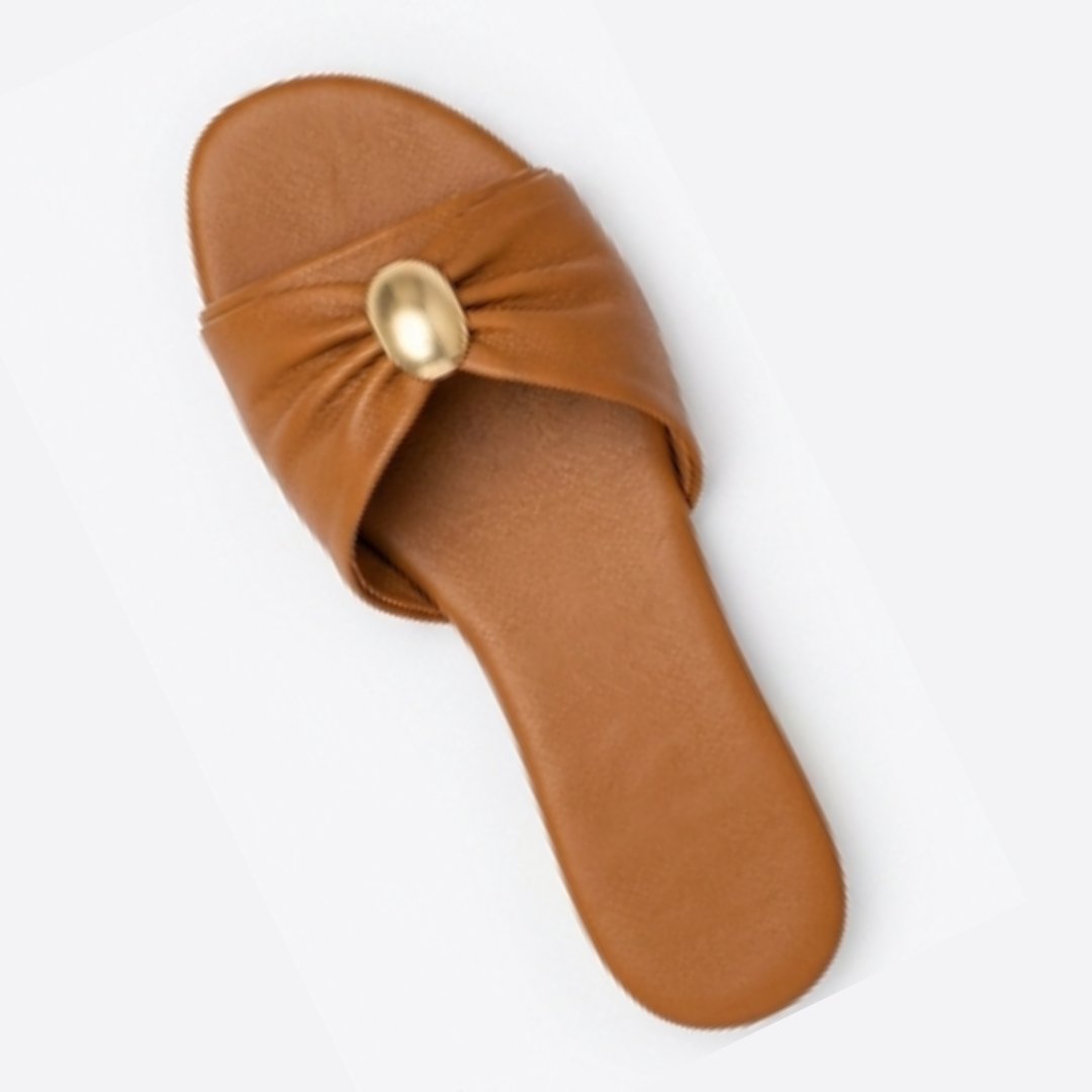 Women's Bow Detail Flat Slide Sandals