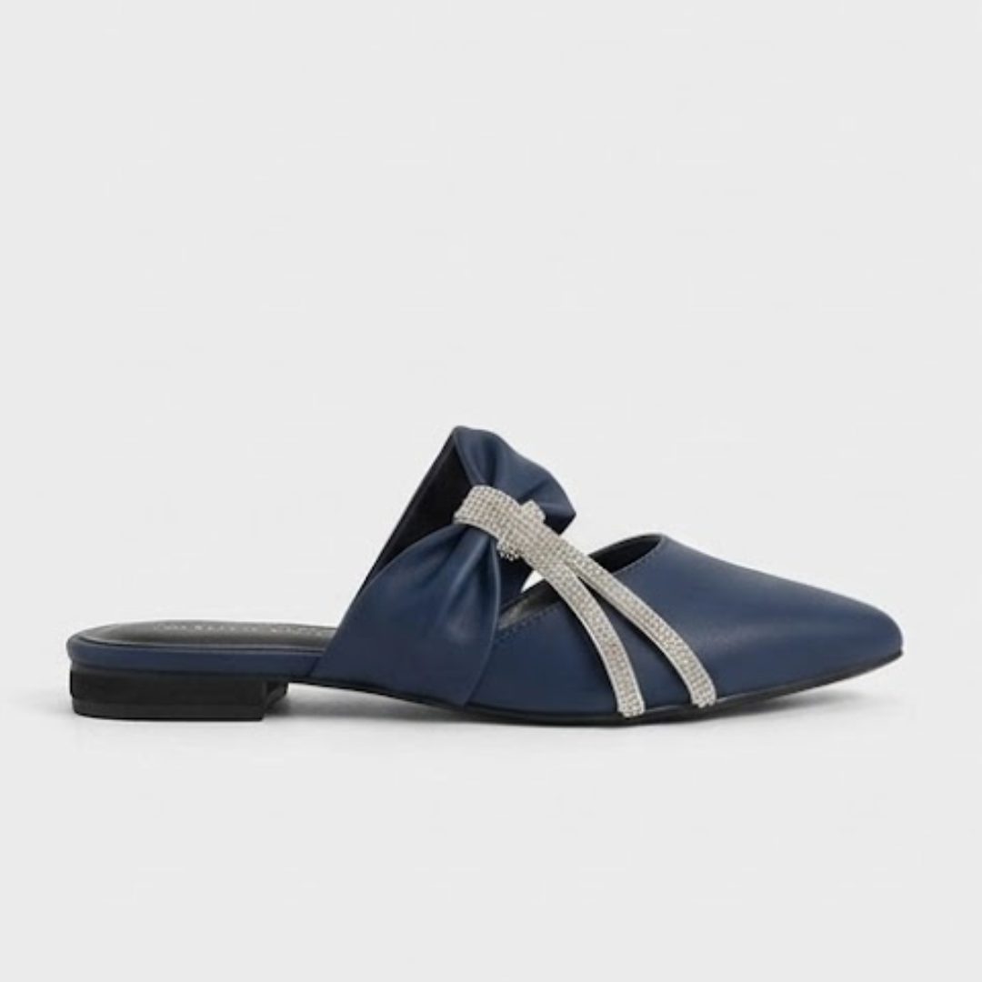 BSY Women's Bow Pointed Mules