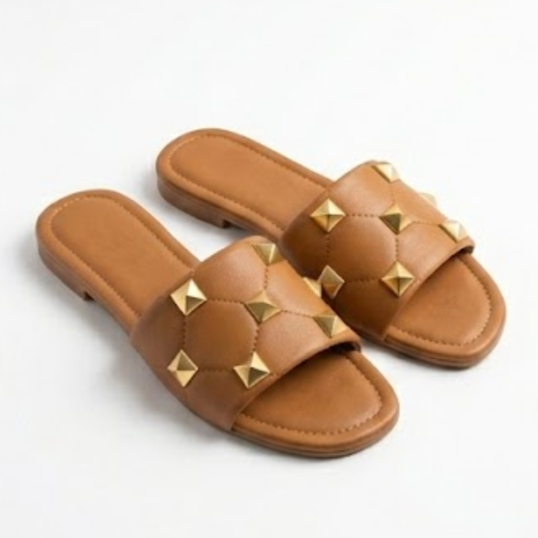 Women's Studded Flat Slide Sandals