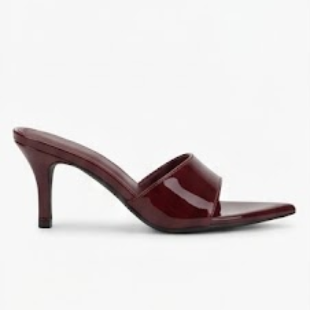 Glossy Maroon Slip-On Heeled Mules – BSYStyle: