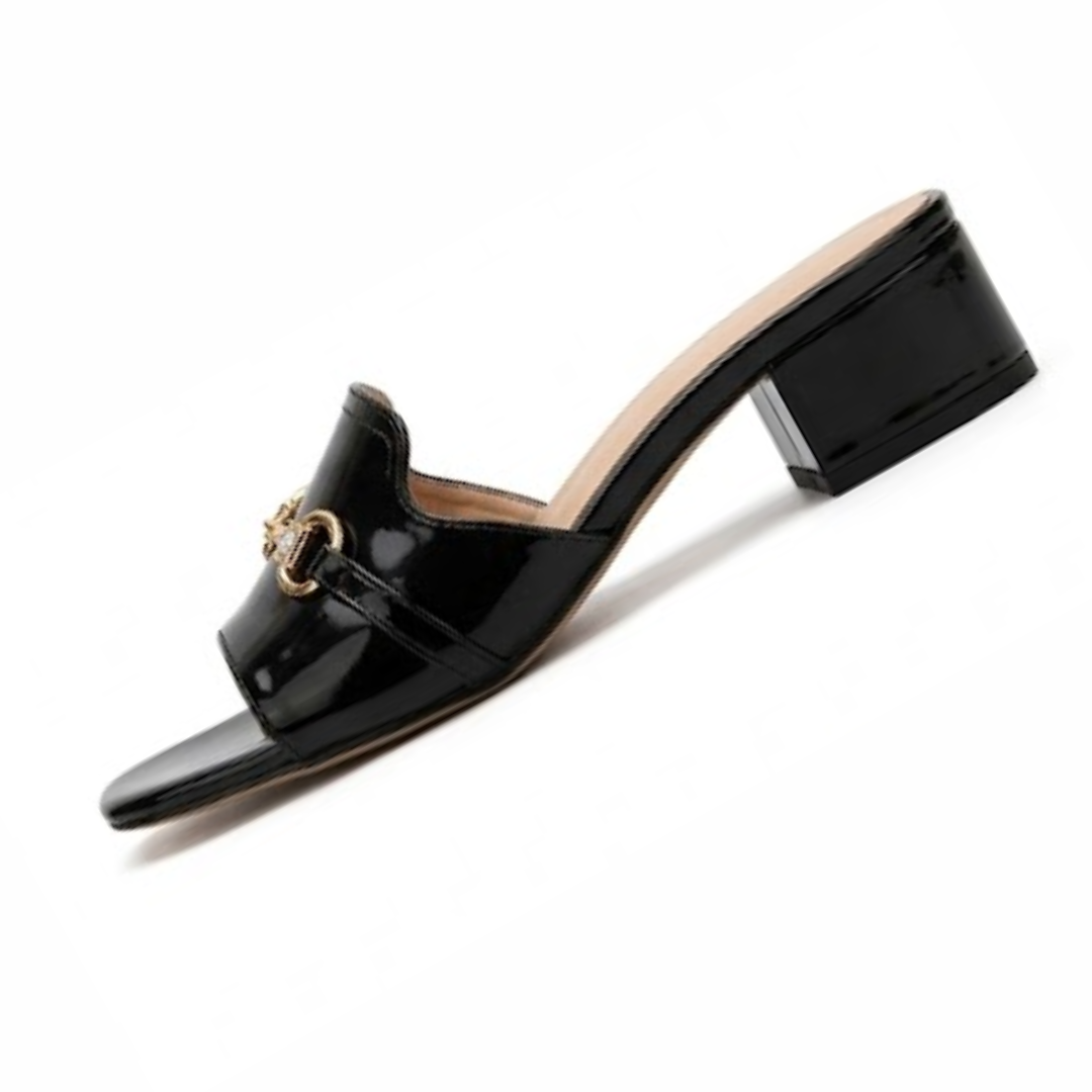 Midnight Luxe Block Heel Slides