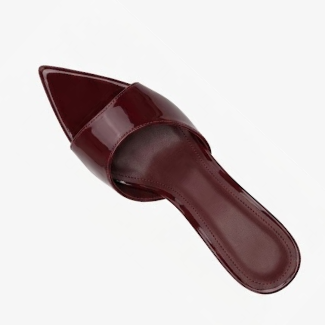 Glossy Maroon Slip-On Heeled Mules – BSYStyle: