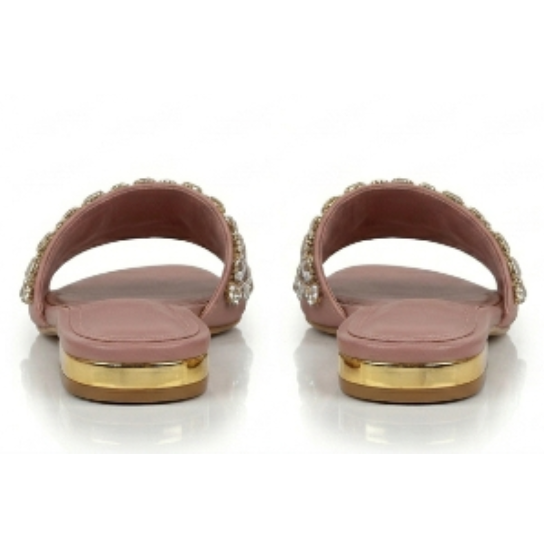Women's Embellished Flat Slide Sandals