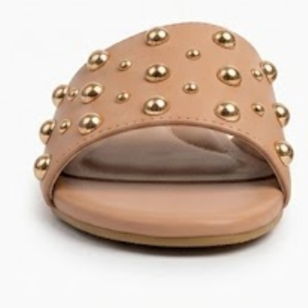 Studded Flat Slide Sandals
