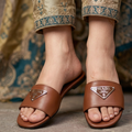 Luxury Metal Detail Open-Toe Flat Sandals