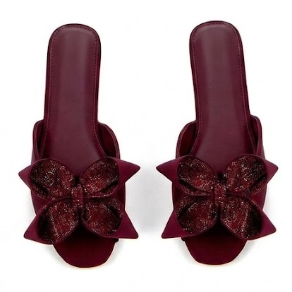 Fancy boww block heel