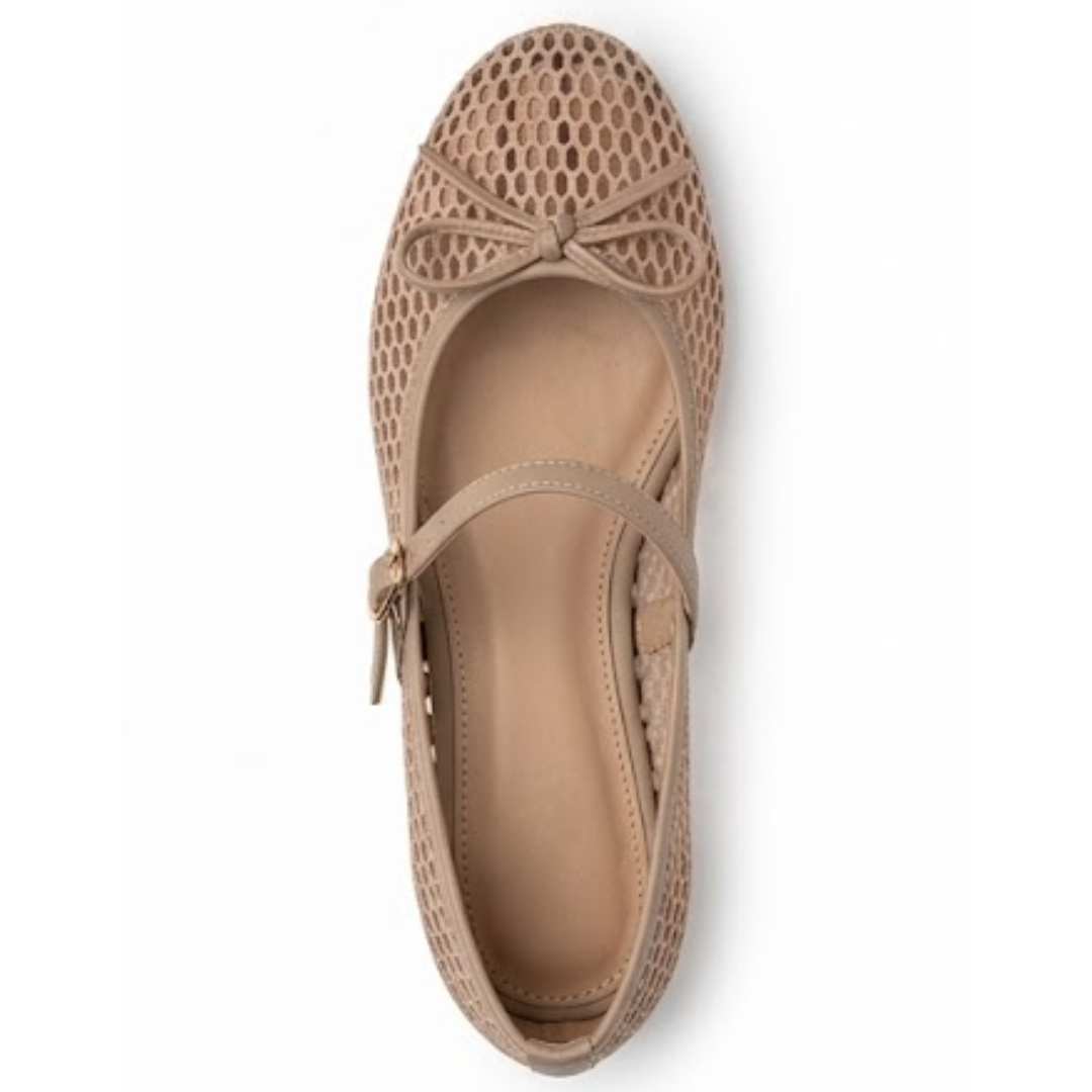 Elegant beige women’s flat pumps with premium quality