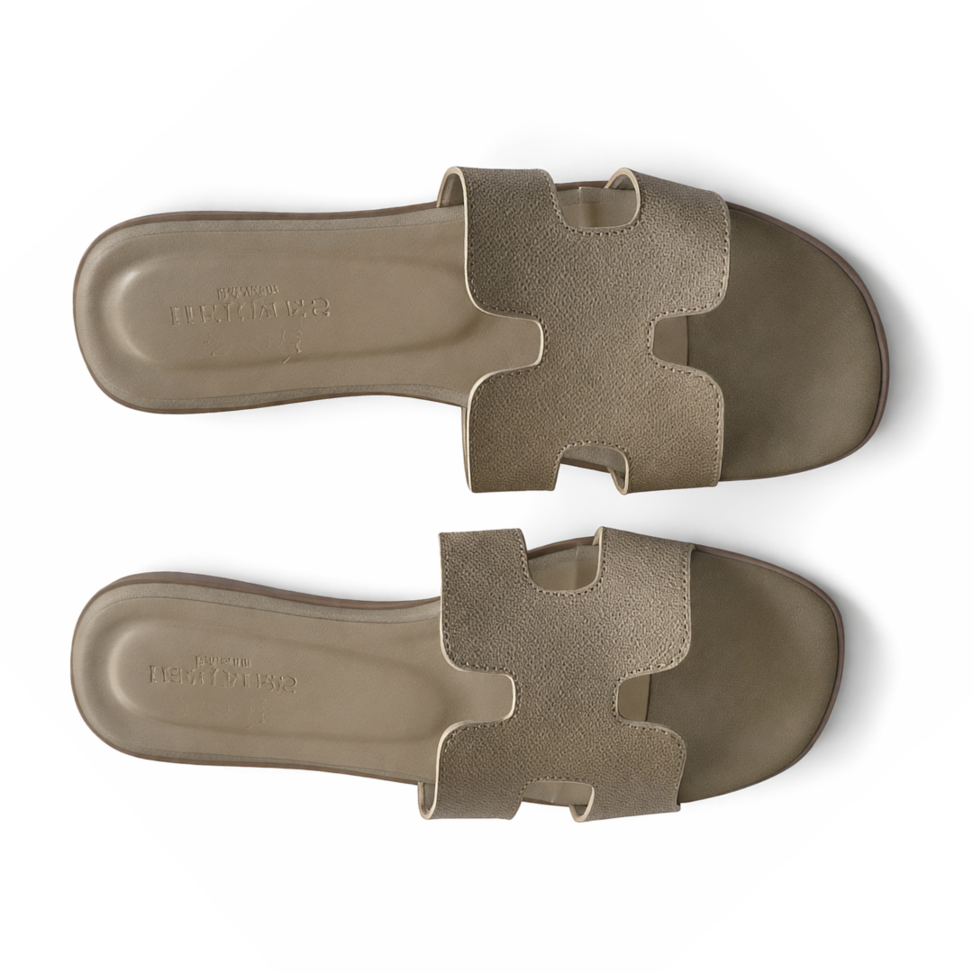 Hermès-Inspired H-Strap Flat Slip-On Sandals