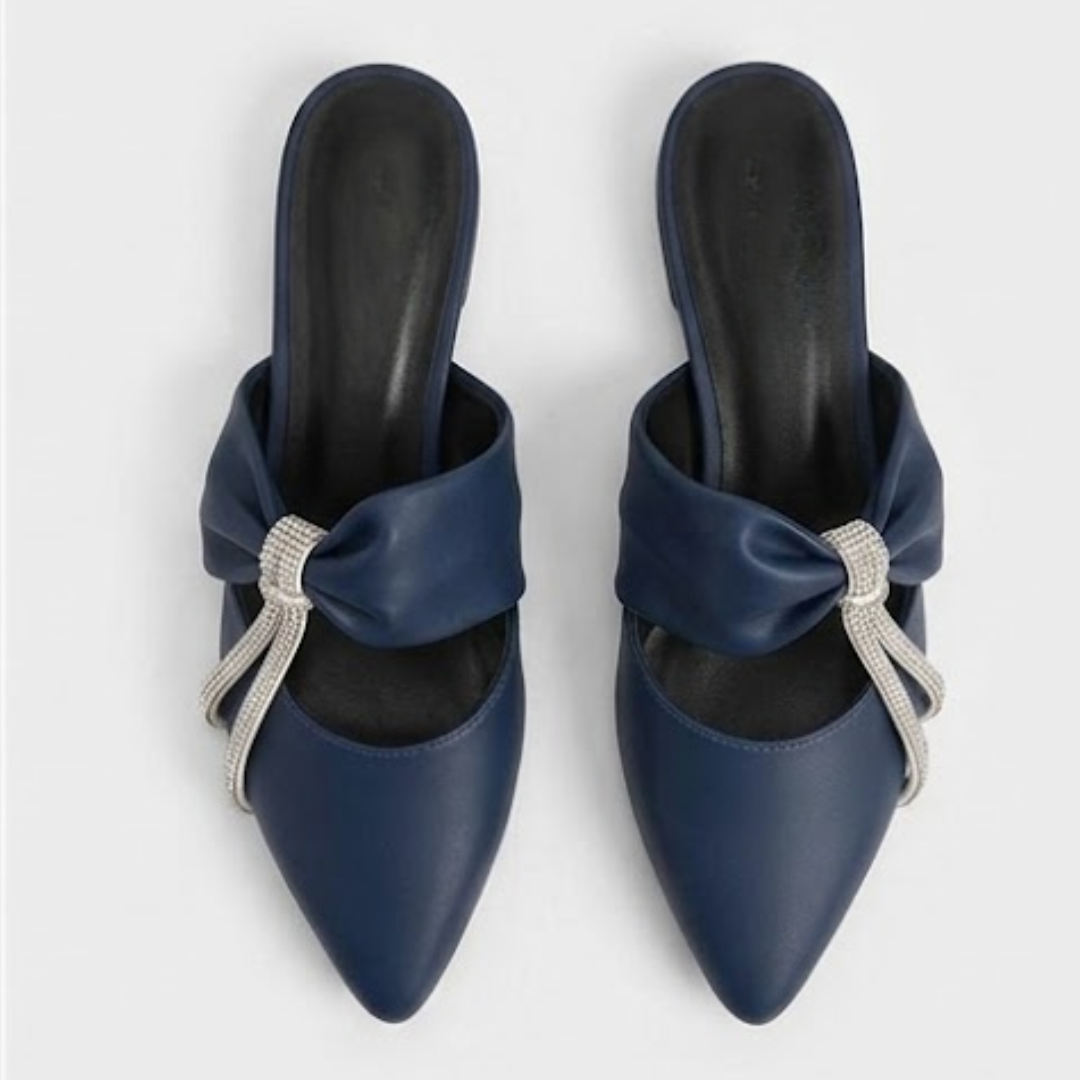 BSY Women's Bow Pointed Mules