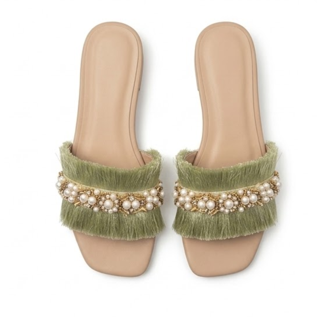 Open-toe slip-on mules with a low block heel