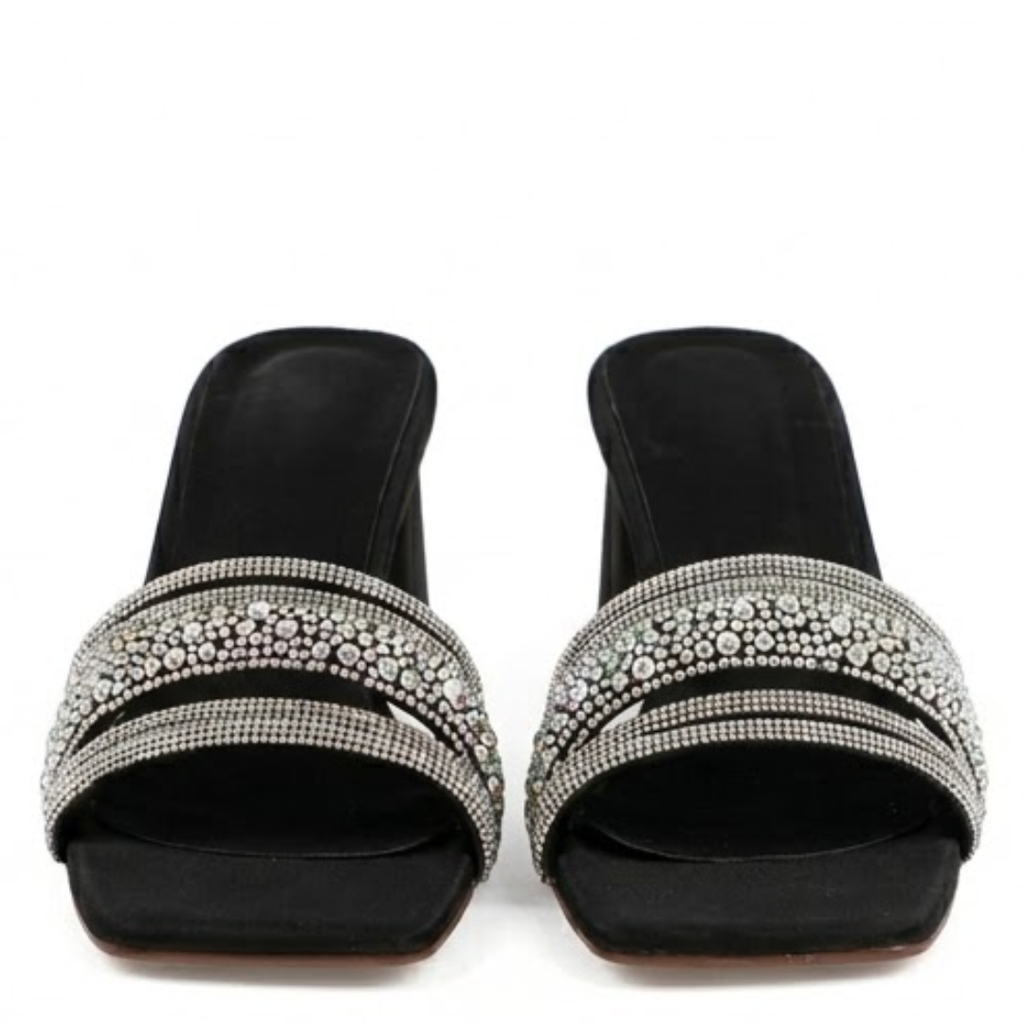 Black wedge block heel  sandals with premium quality