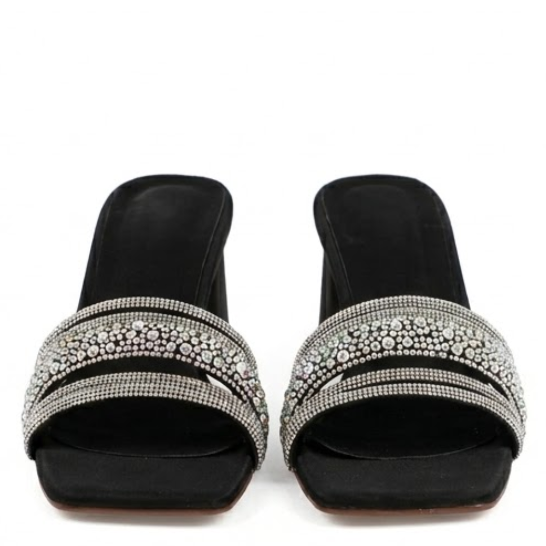 Black wedge block heel  sandals with premium quality