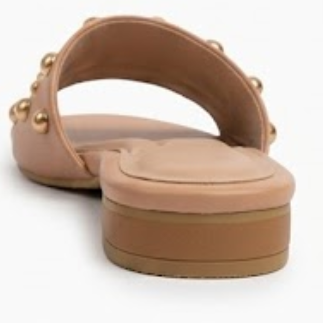 Studded Flat Slide Sandals