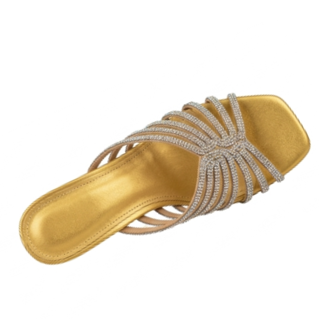Women's Clear Heel Strappy Mule Sandals