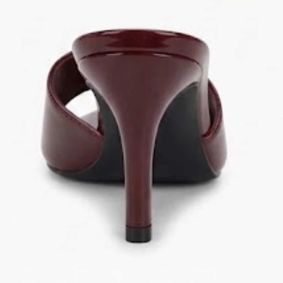 Glossy Maroon Slip-On Heeled Mules – BSYStyle: