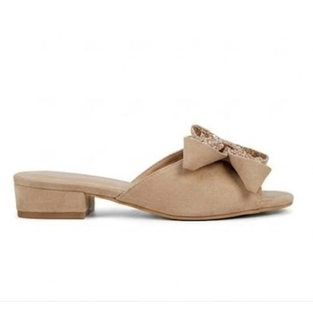 Fancy boww block heel