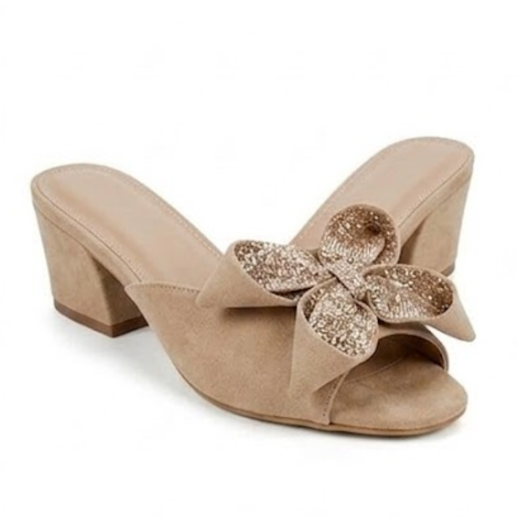 Fancy boww block heel